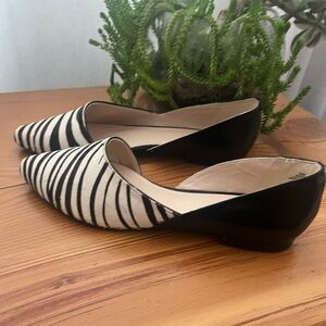 New Nine West Leather & Fur Flats